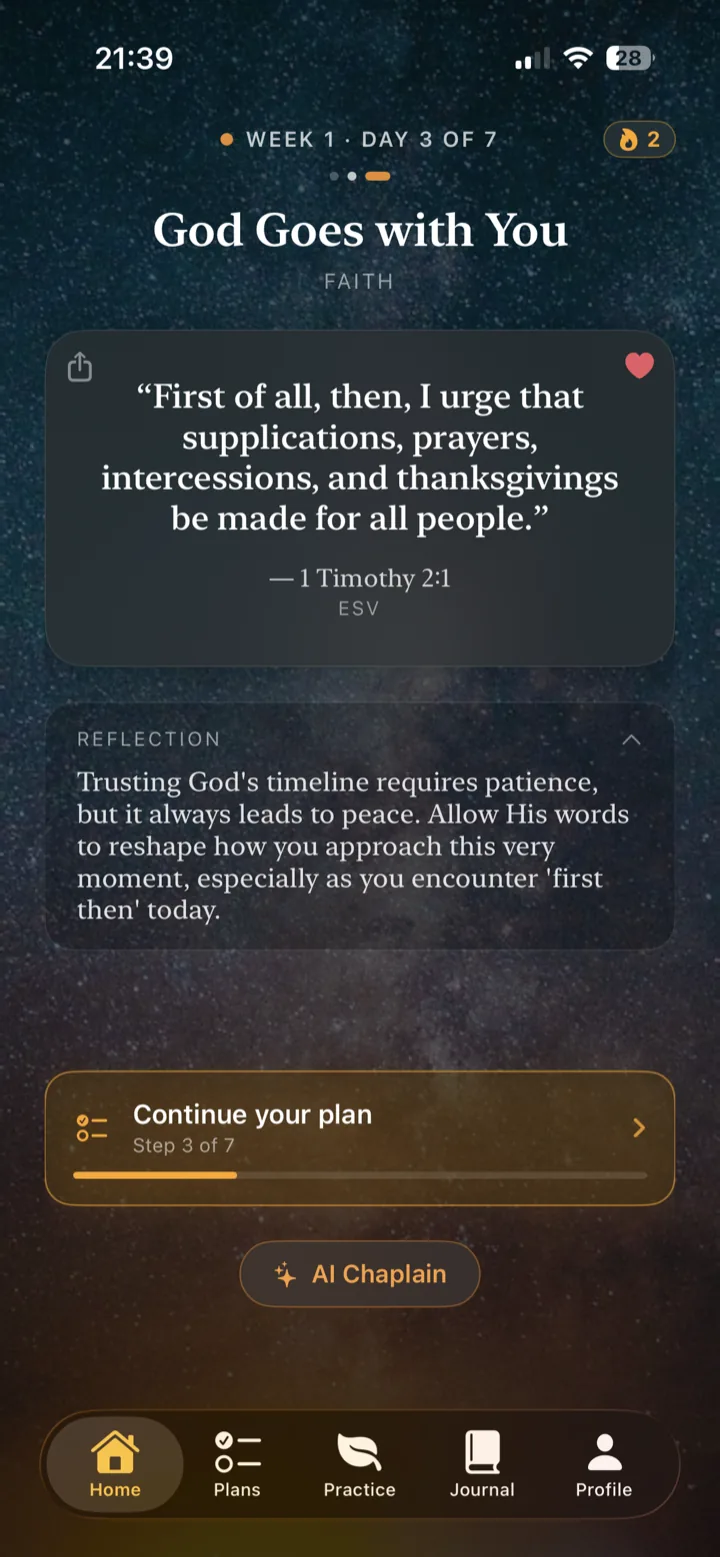 Today's scripture and reflection on the DawnLight home screen