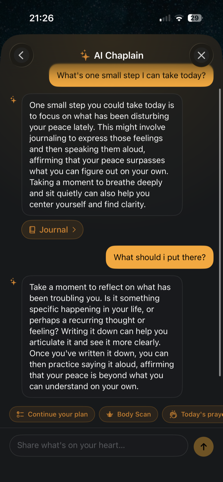 A conversation with the DawnLight AI Chaplain
